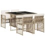 Set comedor de jardín 5 pzas con cojines ratán sintético beige de , Conjuntos de jardín - Ref: Foro24-3210718, Precio: 296,56...