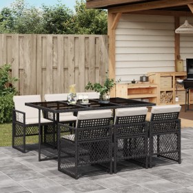 Garten-Essgruppe 7-teilig mit schwarzen Polstern aus synthetischem Rattan. von , Gartensets - Ref: Foro24-3210726, Preis: 447...