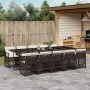 Garten-Essgruppe 11-teilig mit braunen Kunststoff-Rattan-Kissen. von , Gartensets - Ref: Foro24-3210753, Preis: 821,53 €, Rab...