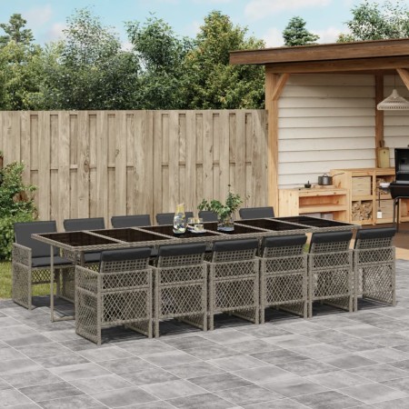 Garten-Essgruppe mit 13-teiligen Kissen aus grauem synthetischem Rattan. von , Gartensets - Ref: Foro24-3210764, Preis: 961,9...