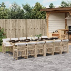 Garten-Essgruppe mit 13-teiligen Kissen aus synthetischem Rattan in Beige. von , Gartensets - Ref: Foro24-3210766, Preis: 920...