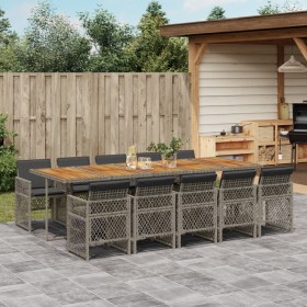 Garten-Essgruppe 11-teilig mit grauen Polstern aus synthetischem Rattan von , Gartensets - Ref: Foro24-3210758, Preis: 895,99...