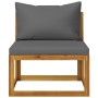 Mittelsofa und Kissen aus dunkelgrauem Akazienholz von vidaXL, Modulare Sofas für den Außenbereich - Ref: Foro24-311862, Prei...