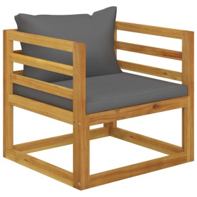 Garden chair with dark gray cushions solid acacia wood by vidaXL, Modular outdoor sofas - Ref: Foro24-311867, Price: 106,99 €...