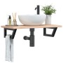 Wall-mounted steel and solid oak wood sink shelf by , bathroom vanities - Ref: Foro24-3302331, Price: 77,88 €, Discount: %