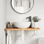 Wall-mounted steel and solid oak wood sink shelf by , bathroom vanities - Ref: Foro24-3302338, Price: 71,97 €, Discount: %