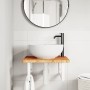 Wall-mounted steel and solid oak wood sink shelf by , bathroom vanities - Ref: Foro24-3302392, Price: 69,62 €, Discount: %