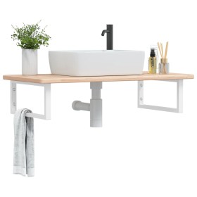 Estante de lavabo de pared de acero y madera maciza de roble de , Tocadores de baño - Ref: Foro24-3302384, Precio: 96,99 €, D...