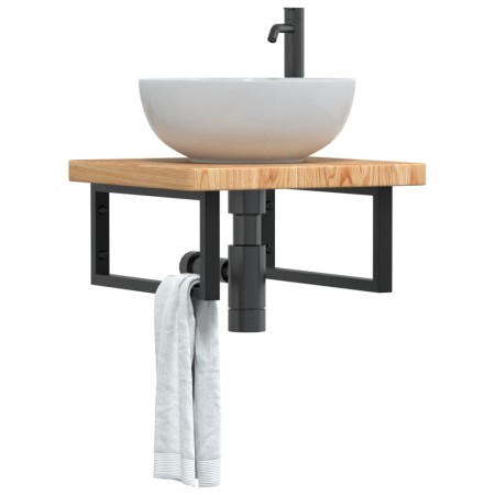 Wandwaschtischregal aus Stahl und massiver Eiche von , Badezimmerwaschtische - Ref: Foro24-3302409, Preis: 82,99 €, Rabatt: %