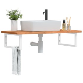 Wandwaschtischregal aus Stahl und massiver Buche von , Badezimmerwaschtische - Ref: Foro24-3302440, Preis: 106,93 €, Rabatt: %