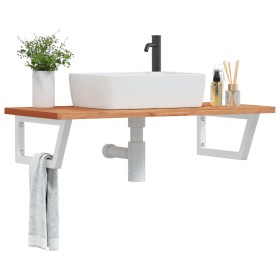 Wall-mounted sink shelf made of steel and solid beech wood by , bathroom vanities - Ref: Foro24-3302442, Price: 101,80 €, Dis...