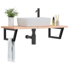 Estante de lavabo de pared de acero y madera maciza de haya de , Tocadores de baño - Ref: Foro24-3302435, Precio: 84,46 €, De...