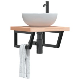 Wall-mounted sink shelf made of steel and solid beech wood by , bathroom vanities - Ref: Foro24-3302423, Price: 86,02 €, Disc...