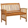 Banco de jardín con cojines 119 cm madera maciza de acacia de vidaXL, Bancos de jardín - Ref: Foro24-312132, Precio: 130,99 €...