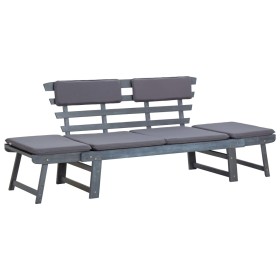 Garden bench with cushions 2 in 1 190 cm gray acacia wood by vidaXL, garden benches - Ref: Foro24-312119, Price: 290,99 €, Di...