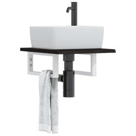 Estante de lavabo de pared de acero y madera maciza de roble de , Tocadores de baño - Ref: Foro24-3302572, Precio: 52,99 €, D...