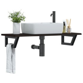 Wall-mounted steel and solid oak wood sink shelf by , bathroom vanities - Ref: Foro24-3302591, Price: 68,96 €, Discount: %