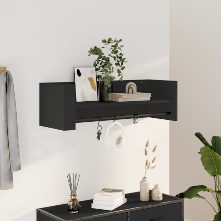 Engineered wood black wall shelf 100x35x30.5 cm by , Shelves and shelves - Ref: Foro24-848459, Price: 43,81 €, Discount: %