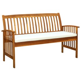 Banco de jardín con cojín madera maciza de acacia 147 cm de vidaXL, Bancos de jardín - Ref: Foro24-312134, Precio: 193,56 €, ...