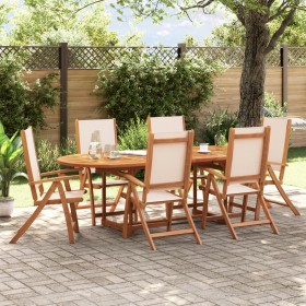 Folding garden chairs 6 pcs solid acacia wood textilene by , Garden chairs - Ref: Foro24-3279236, Price: 439,99 €, Discount: %