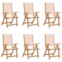 Folding garden chairs 6 pcs solid acacia wood textilene by , Garden chairs - Ref: Foro24-3279236, Price: 440,23 €, Discount: %