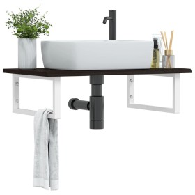 Estante de lavabo de pared de acero y madera maciza de roble de , Tocadores de baño - Ref: Foro24-3302620, Precio: 77,99 €, D...