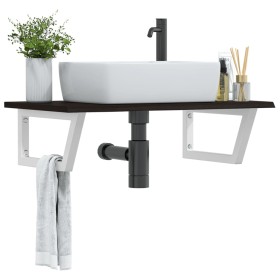 Wall-mounted steel and solid oak wood sink shelf by , bathroom vanities - Ref: Foro24-3302622, Price: 79,94 €, Discount: %