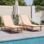 2 solid acacia wood sun loungers with cream textilene. by , Loungers - Ref: Foro24-3279248, Price: 332,24 €, Discount: %