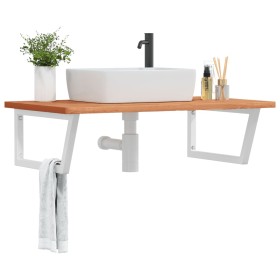 Wall-mounted sink shelf made of steel and solid beech wood by , bathroom vanities - Ref: Foro24-3302526, Price: 119,03 €, Dis...