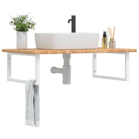 Wall-mounted sink shelf made of steel and solid oak wood by , bathroom vanities - Ref: Foro24-3302480, Price: 109,99 €, Disco...