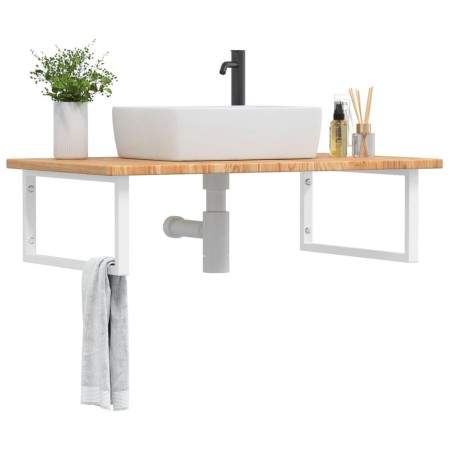 Wall-mounted sink shelf made of steel and solid oak wood by , bathroom vanities - Ref: Foro24-3302480, Price: 110,47 €, Disco...