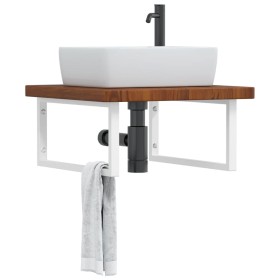 Wall-mounted sink shelf made of steel and solid oak wood by , bathroom vanities - Ref: Foro24-3302496, Price: 112,99 €, Disco...