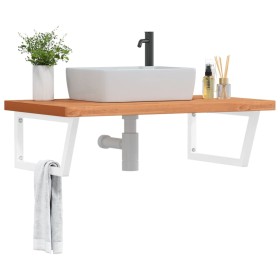 Estante de lavabo de pared de acero y madera maciza de haya de , Tocadores de baño - Ref: Foro24-3302530, Precio: 143,18 €, D...