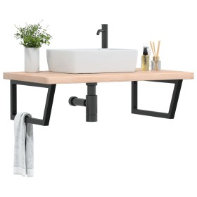 Wall-mounted sink shelf made of steel and solid oak wood by , bathroom vanities - Ref: Foro24-3302475, Price: 147,52 €, Disco...