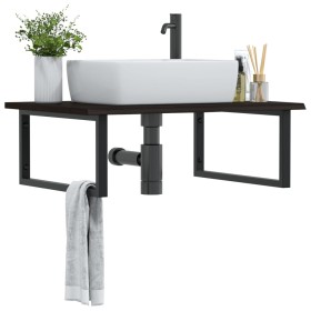 Wall-mounted sink shelf made of steel and solid oak wood by , bathroom vanities - Ref: Foro24-3302657, Price: 82,99 €, Discou...