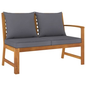 Gartenbank aus Akazienholz mit dunkelgrauen Kissen 114,5 cm von vidaXL, Modulare Sofas für den Außenbereich - Ref: Foro24-311...