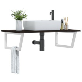 Wall-mounted sink shelf made of steel and solid oak wood by , bathroom vanities - Ref: Foro24-3302662, Price: 91,50 €, Discou...