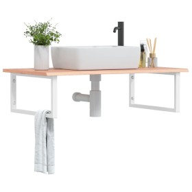 Wall-mounted sink shelf made of steel and solid oak wood by , bathroom vanities - Ref: Foro24-3302648, Price: 93,99 €, Discou...