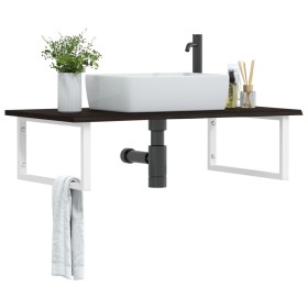 Wandwaschtischregal aus Stahl und massiver Eiche von , Badezimmerwaschtische - Ref: Foro24-3302660, Preis: 93,99 €, Rabatt: %