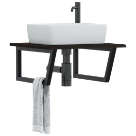 Wall-mounted sink shelf made of steel and solid oak wood by , bathroom vanities - Ref: Foro24-3302655, Price: 73,11 €, Discou...