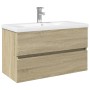 Set de mueble de baño 2 piezas cerámica y madera de ingeniería de , Muebles de baño - Ref: Foro24-3307663, Precio: 266,99 €, ...