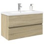 Set de mueble de baño 2 piezas cerámica y madera de ingeniería de , Muebles de baño - Ref: Foro24-3307663, Precio: 266,99 €, ...