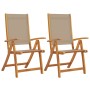 Folding garden chairs 2 units solid acacia wood textilene by , Garden chairs - Ref: Foro24-4008423, Price: 166,53 €, Discount: %