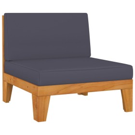 Mittelsofa mit dunkelgrauen Akazienholzkissen von vidaXL, Modulare Sofas für den Außenbereich - Ref: Foro24-312151, Preis: 13...