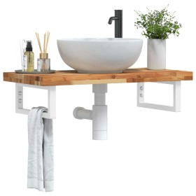 Estante de lavabo de pared acero y madera maciza de acacia de , Tocadores de baño - Ref: Foro24-3302744, Precio: 97,99 €, Des...