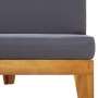 Mittelsofa mit dunkelgrauen Akazienholzkissen von vidaXL, Modulare Sofas für den Außenbereich - Ref: Foro24-312151, Preis: 14...