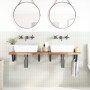 Wall-mounted sink shelf made of stainless steel and solid acacia wood by , bathroom vanities - Ref: Foro24-3302759, Price: 17...