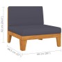 Mittelsofa mit dunkelgrauen Akazienholzkissen von vidaXL, Modulare Sofas für den Außenbereich - Ref: Foro24-312151, Preis: 14...