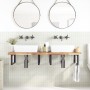 Wall-mounted sink shelf made of stainless steel and solid acacia wood by , bathroom vanities - Ref: Foro24-3302821, Price: 20...