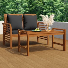 2-teiliges Gartenmöbel mit dunkelgrauen Massivholzkissen von vidaXL, Gartensets - Ref: Foro24-312142, Preis: 236,99 €, Rabatt: %